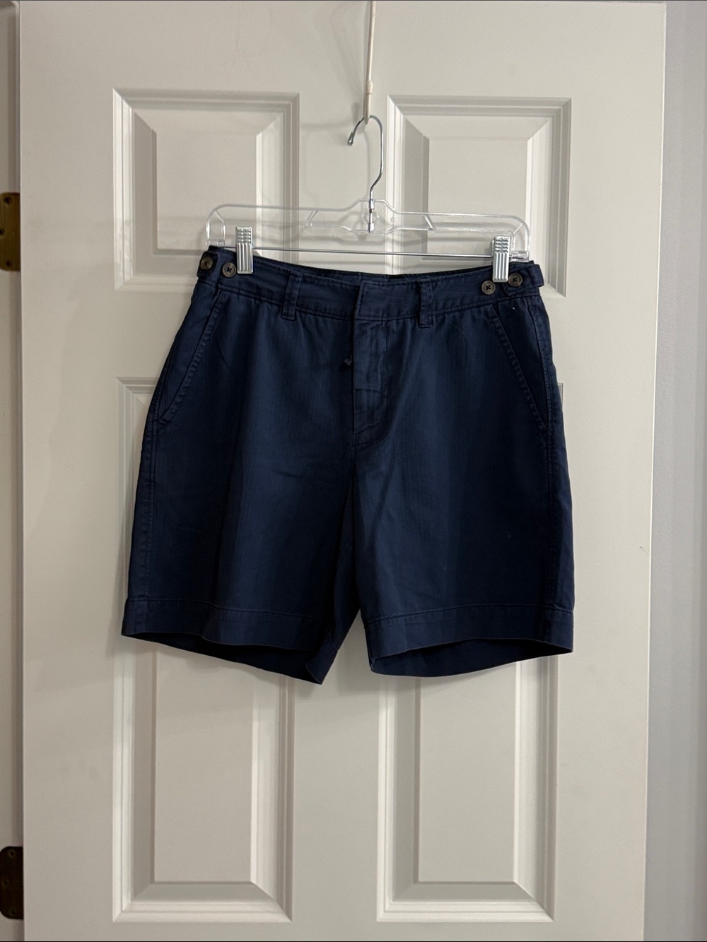 Free People Women's Navy Flat Front Cotton Shorts